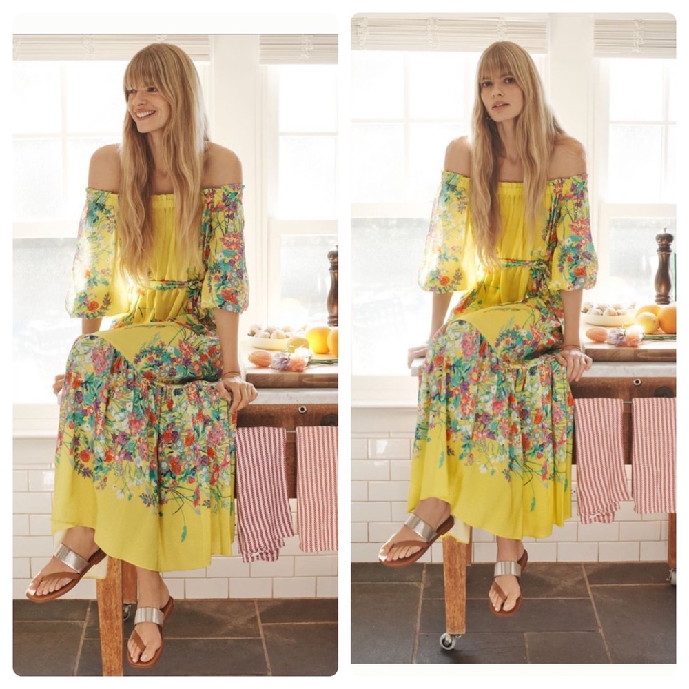 Anthropologie Eliora off the shoulder maxi dress